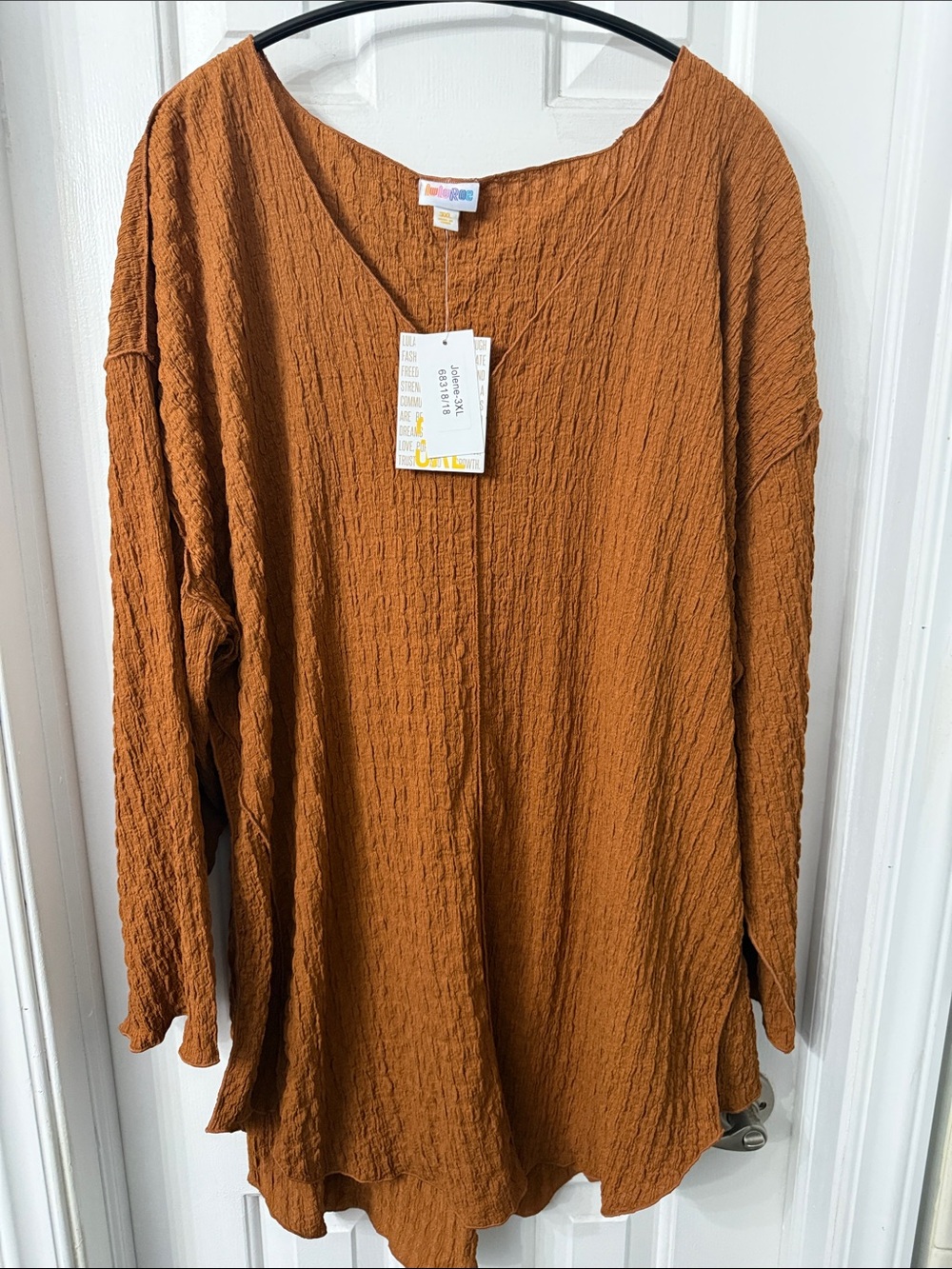 LuLaRoe Textured V-Neck Tunic in Rust
